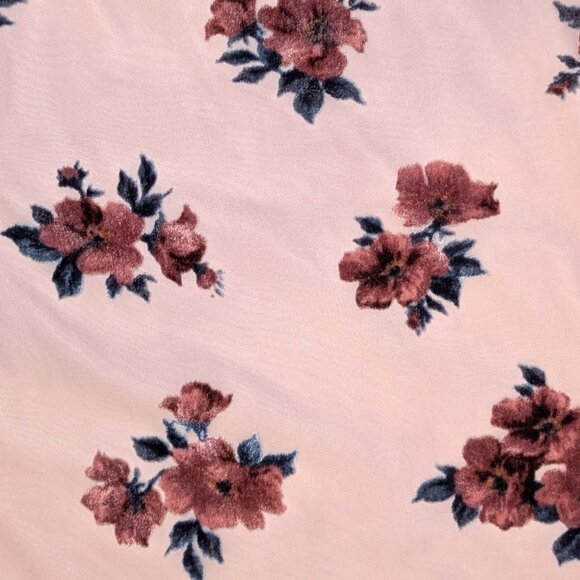 American Eagle | Pink Velvet Floral Chiffon Cowl Neck Mini Slip Dress | Size XS - Picture 8 of 13